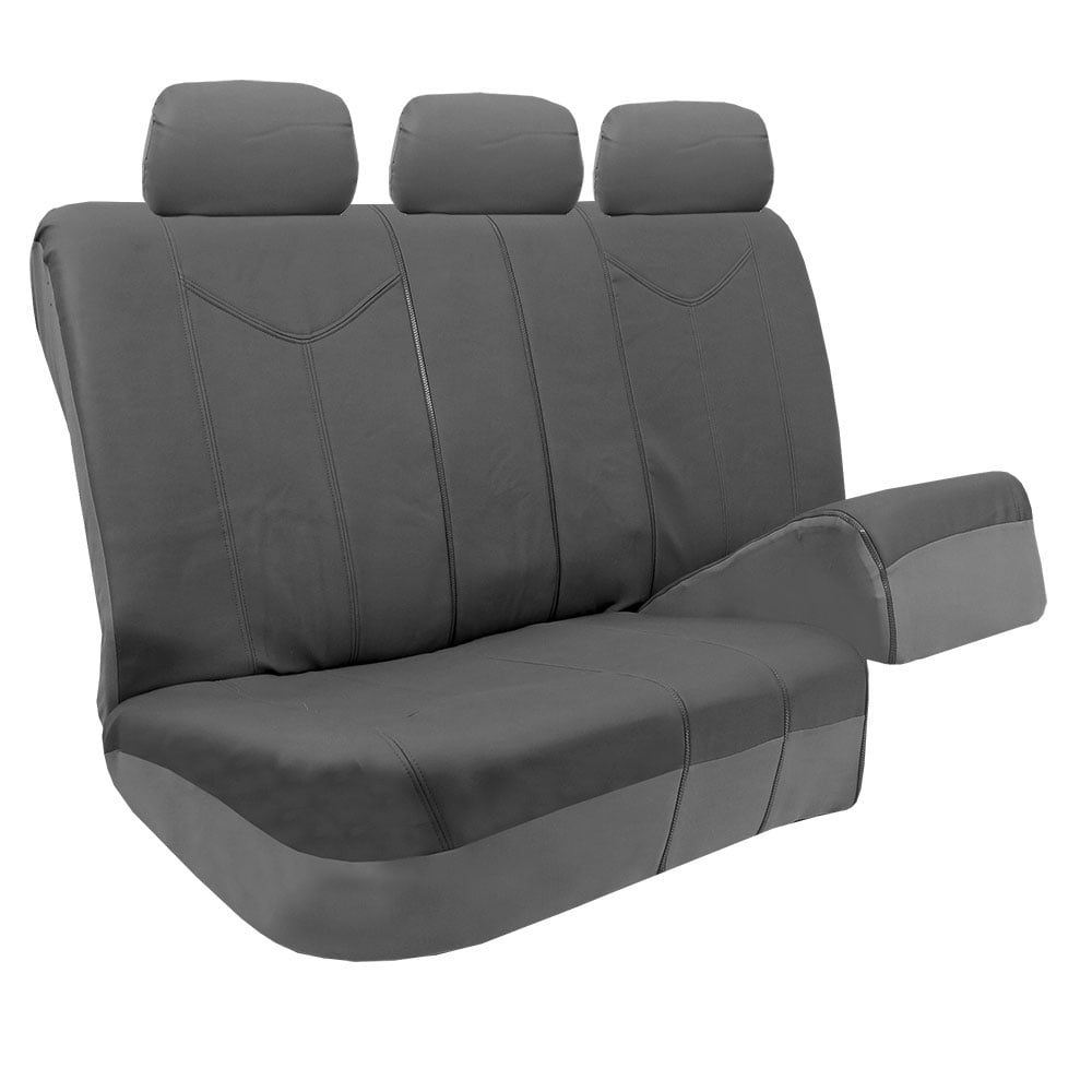 FH Group Gray Rome Faux Leather Airbag Compatible and Split Bench 8 Seaters Car Van Seat Covers, Full Set