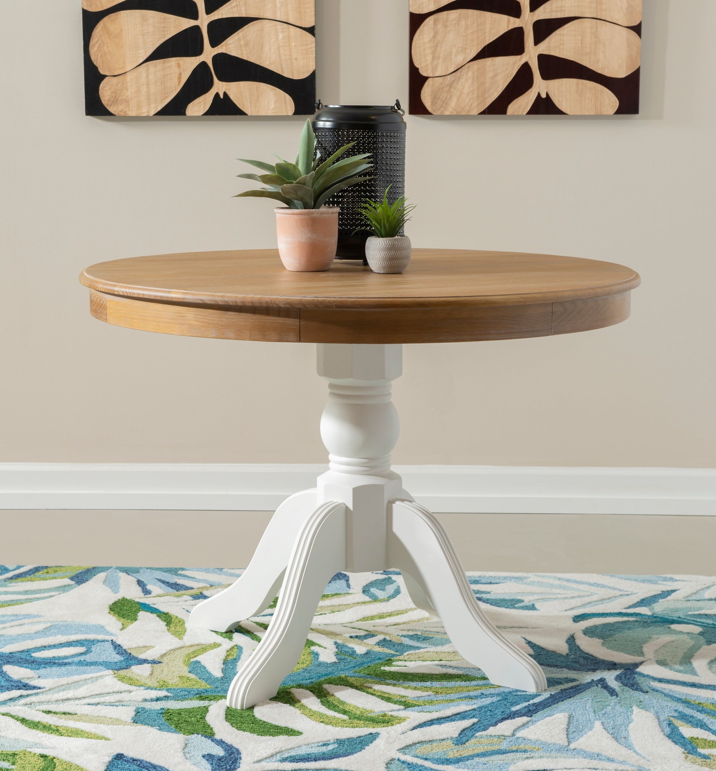 Linon Tobin  Pedestal Dining Table - Natural/White