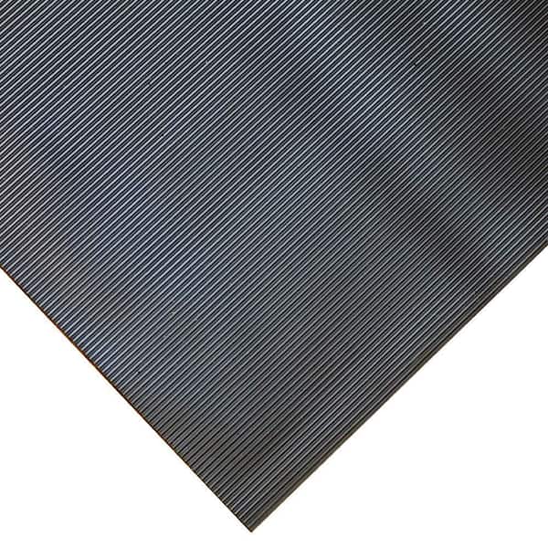 Fine-Ribbed Rubber Flooring Black 36 in. W x 300 in. L Rubber Flooring (75 sq. ft.)