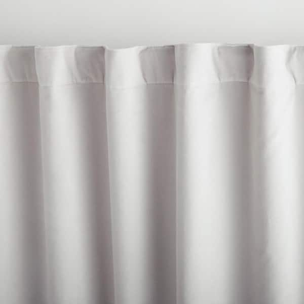 Vincenzo Gray Solid Cotton 52 in. x 96 in. Hidden Tab Top Blackout Curtain Panel