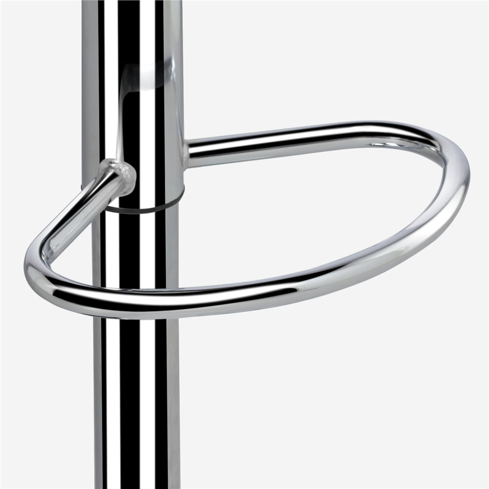 Topeakmart Adjustable PU Leather Bar Stools with Backrest and Footrest 2pcs Brown