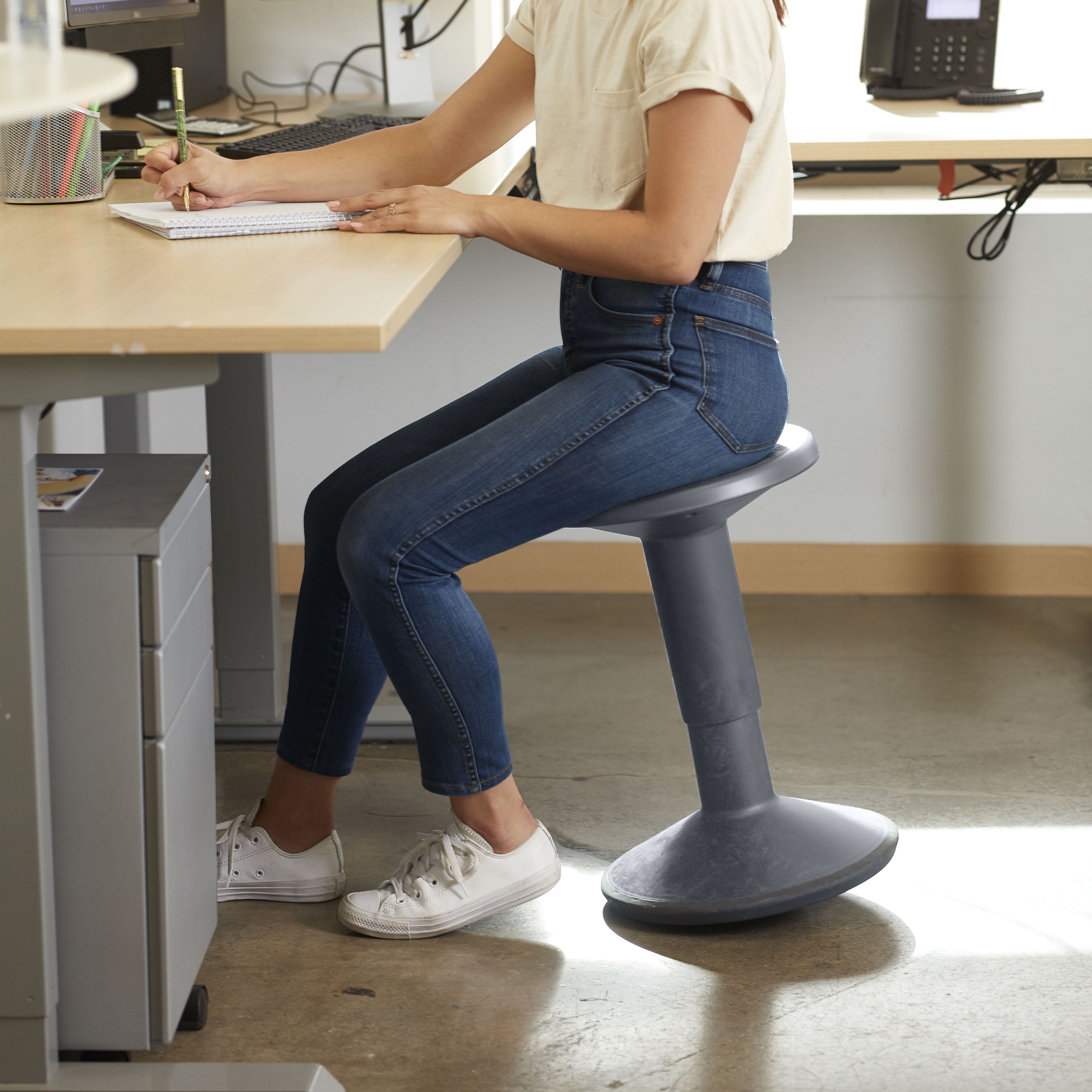 ECR4Kids SitWell Wobble Stool, Adjustable Height, Active Seating, Grey