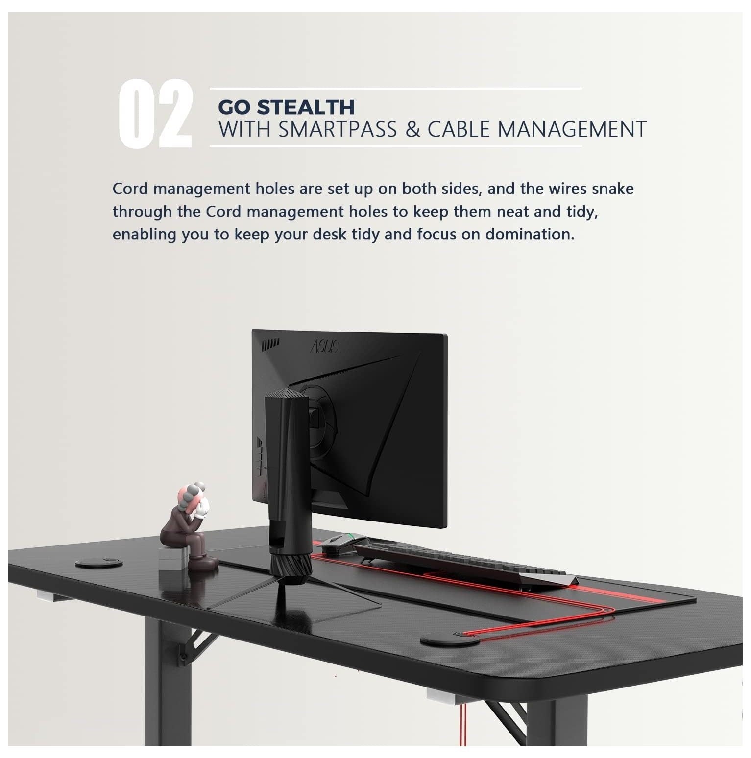 Quexis Gaming Desk 40 inch,PC Gaming Table,T-Shaped Gaming Computer Desk with Free Mouse Pad,Racing Style Professional Gamer Game Station,Carbon Fiber Home Office Desk with Cup Holder&Headphone Hook