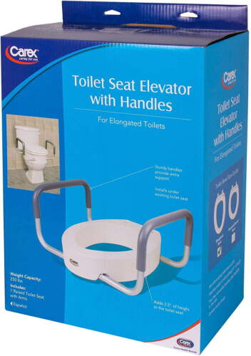Raised Toilet Seat with Handles, Standard Elongated Toilets