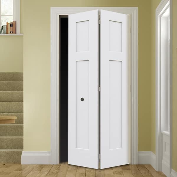 36 in. x 80 in. 3 Panel Smooth Craftsman Hollow Core Molded Interior Closet Composite Bi-Fold Double Door