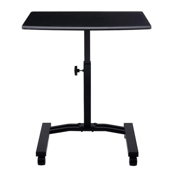 23.75 in. Solid-Top Black Mobile Laptop Desk with Adjustable Height