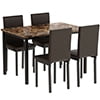 uhomepro 5 Pieces Dining Table Set, Elegant Marble Top Kitchen Table and Chairs for 4, Metal Frame Table and 4 Velvet Upholstered Chairs Perfect for Kitchen Breakfast Nook Bar Small Apartment