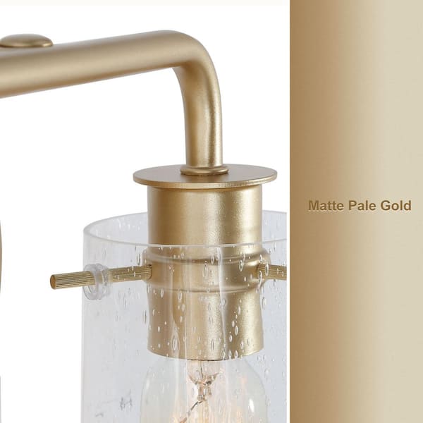 Modern Gold Bathroom Vanity Light Bar, 22.5 in. 3-Light Farmhouse Brass Wall Sconce with Seeded Glass Shades