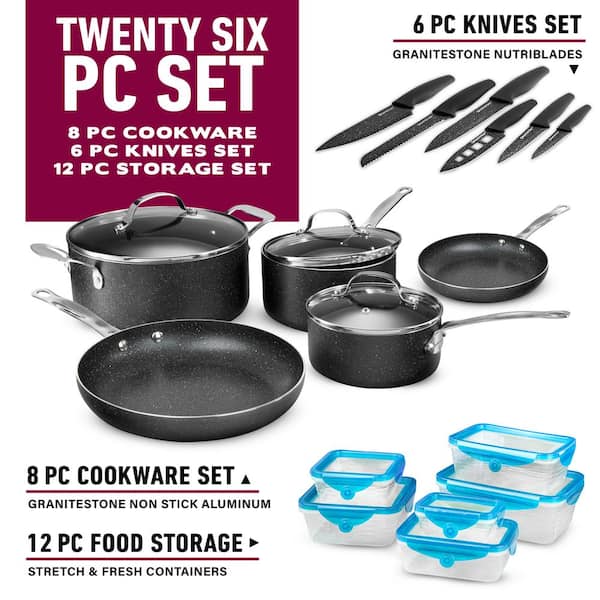 26-Piece Aluminum Ultra-Durable Nonstick Kitchen In A Box Cookware Set