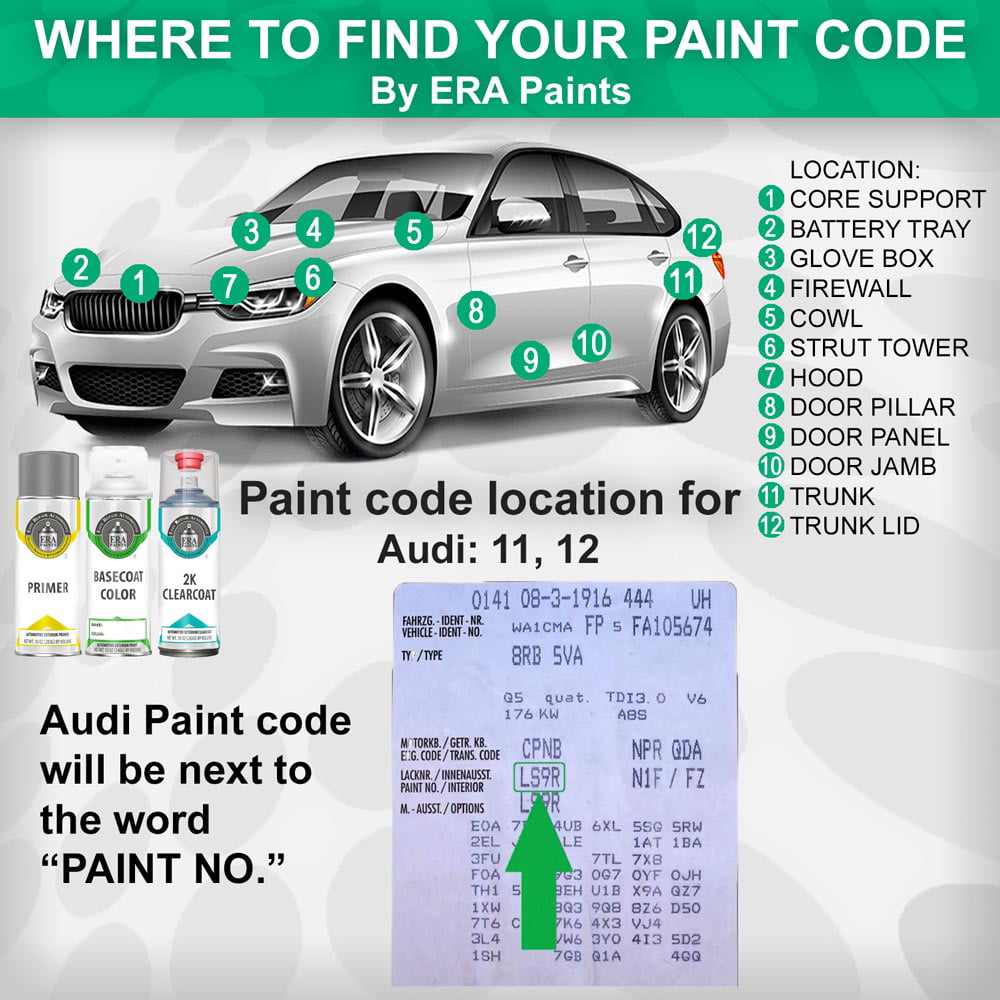 For AUDI (LR9A - Calla White) Exact Match Gloss Spray Paint - Pick Your Color