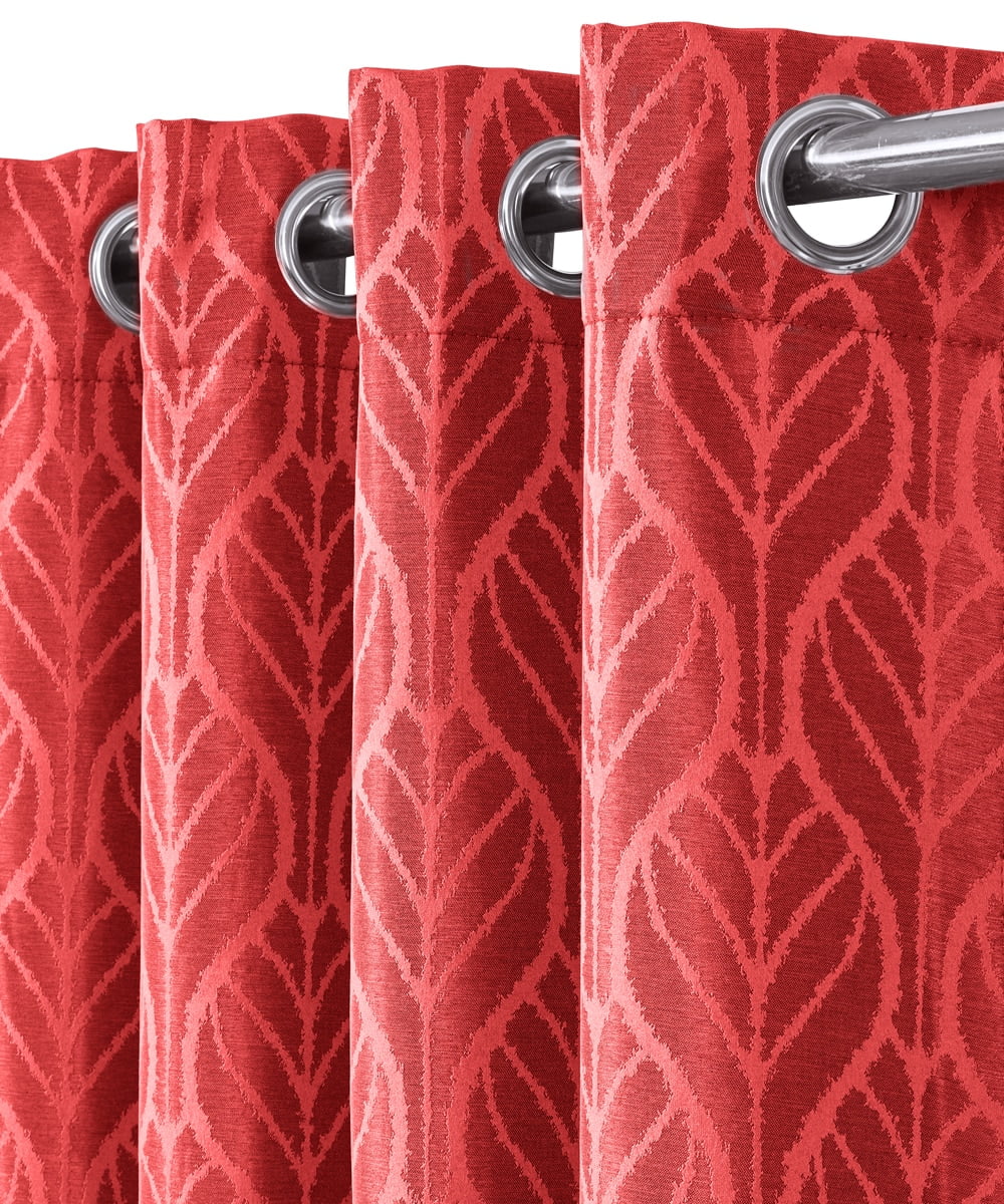 Pair Hilton Blackout Curtains Thermal Insulated Energy Saving Curtain Panels (Set of 2 Panels)- 108X96 - Red