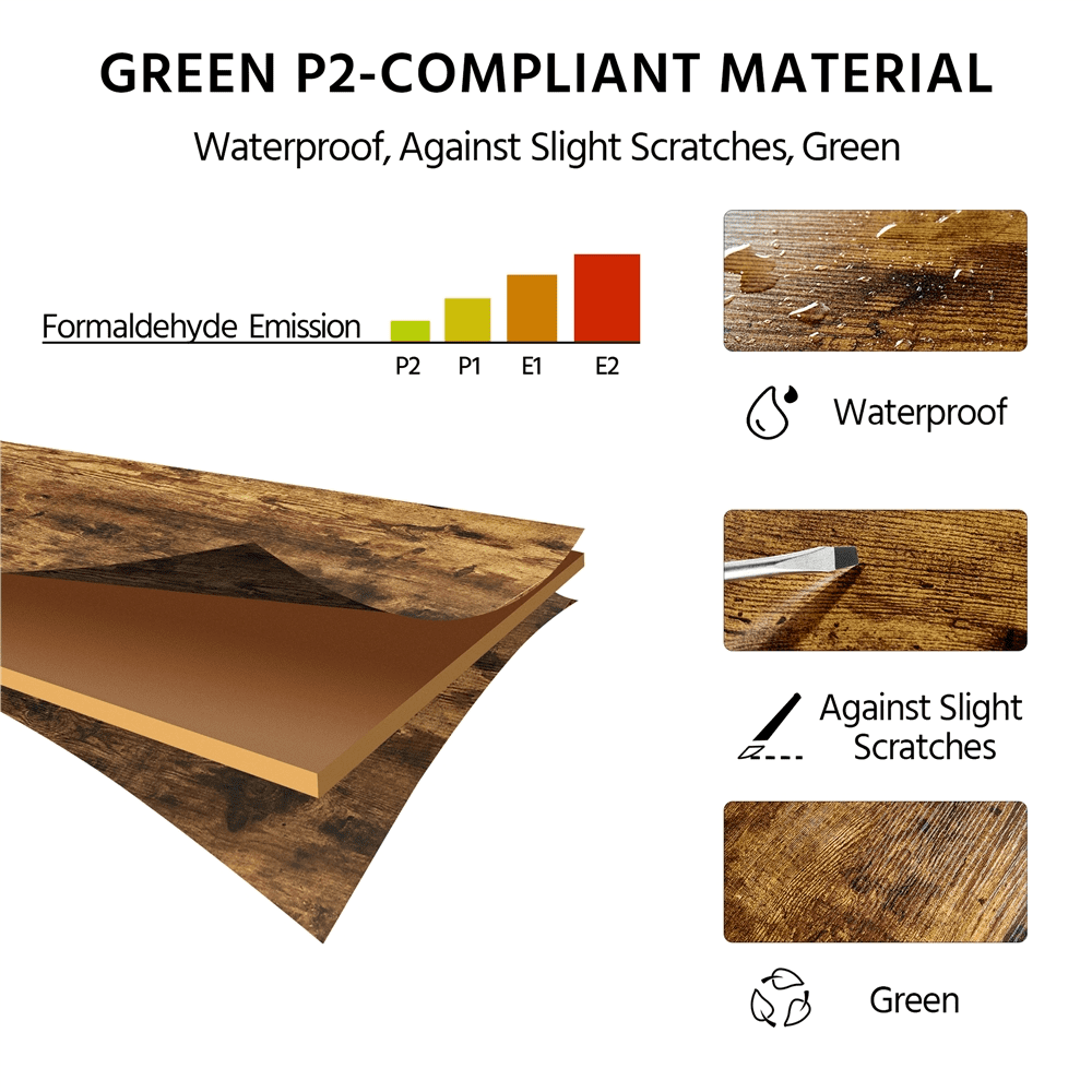 SmileMart Rolling File Cabinet with 2 Drawers, Black/Rustic Brown