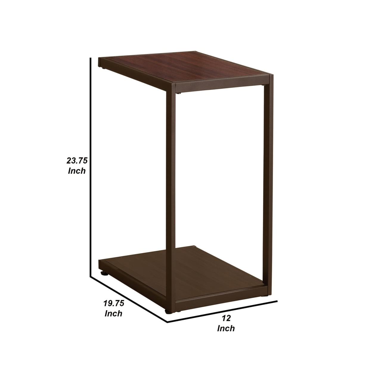 Jose Rectangular Accent Table with Bottom Shelf Brown