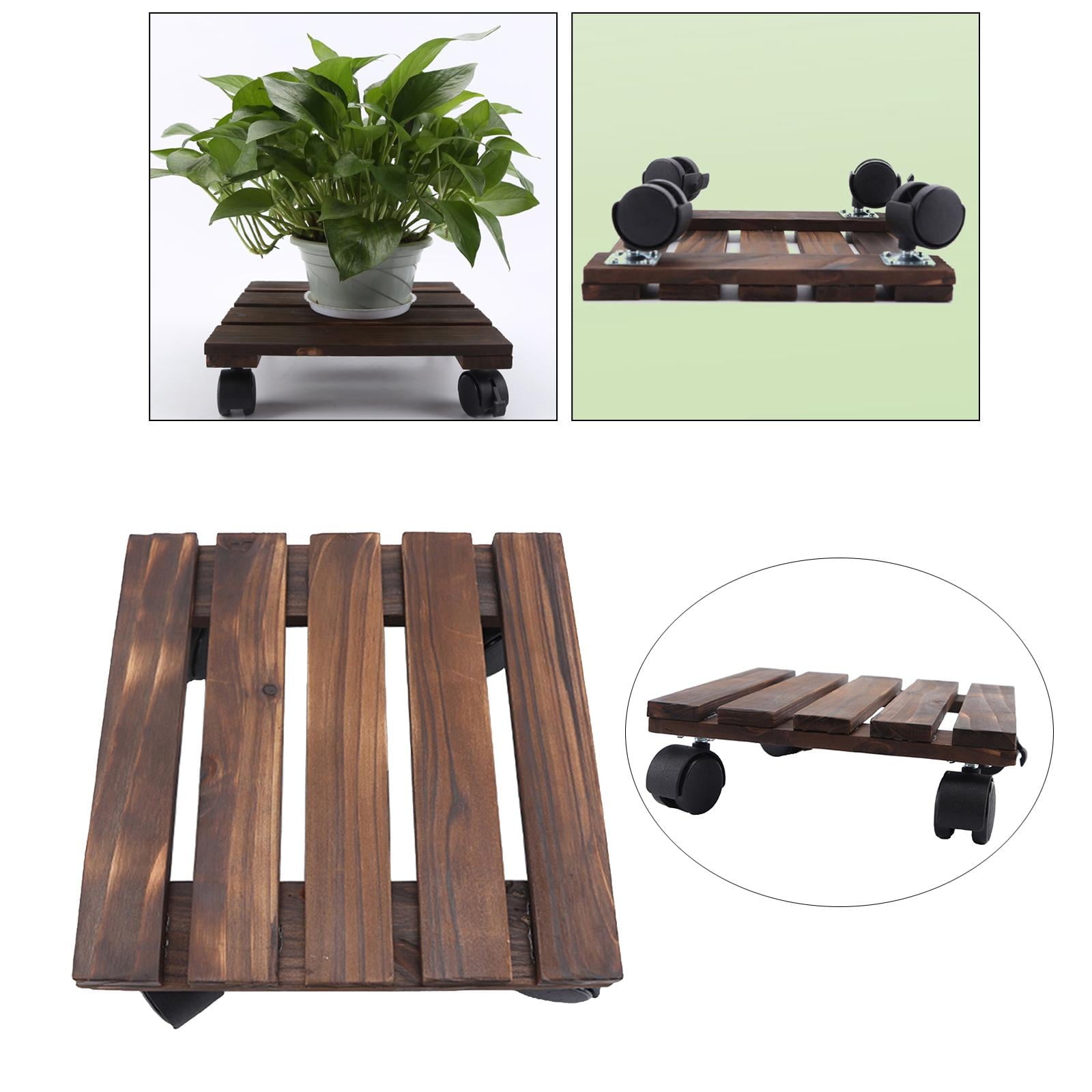Rolling Plant Stand Pallet Square Flower Pot Trolley Stand 25x25cm