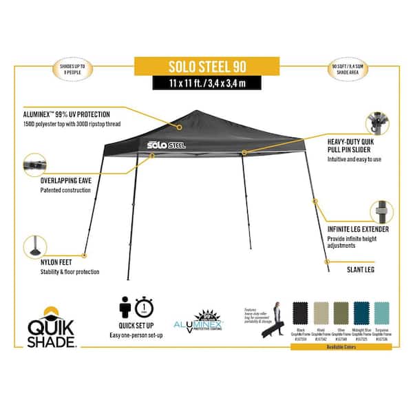 Solo90 11 ft. x 11 ft. Turquoise Slant Leg Canopy