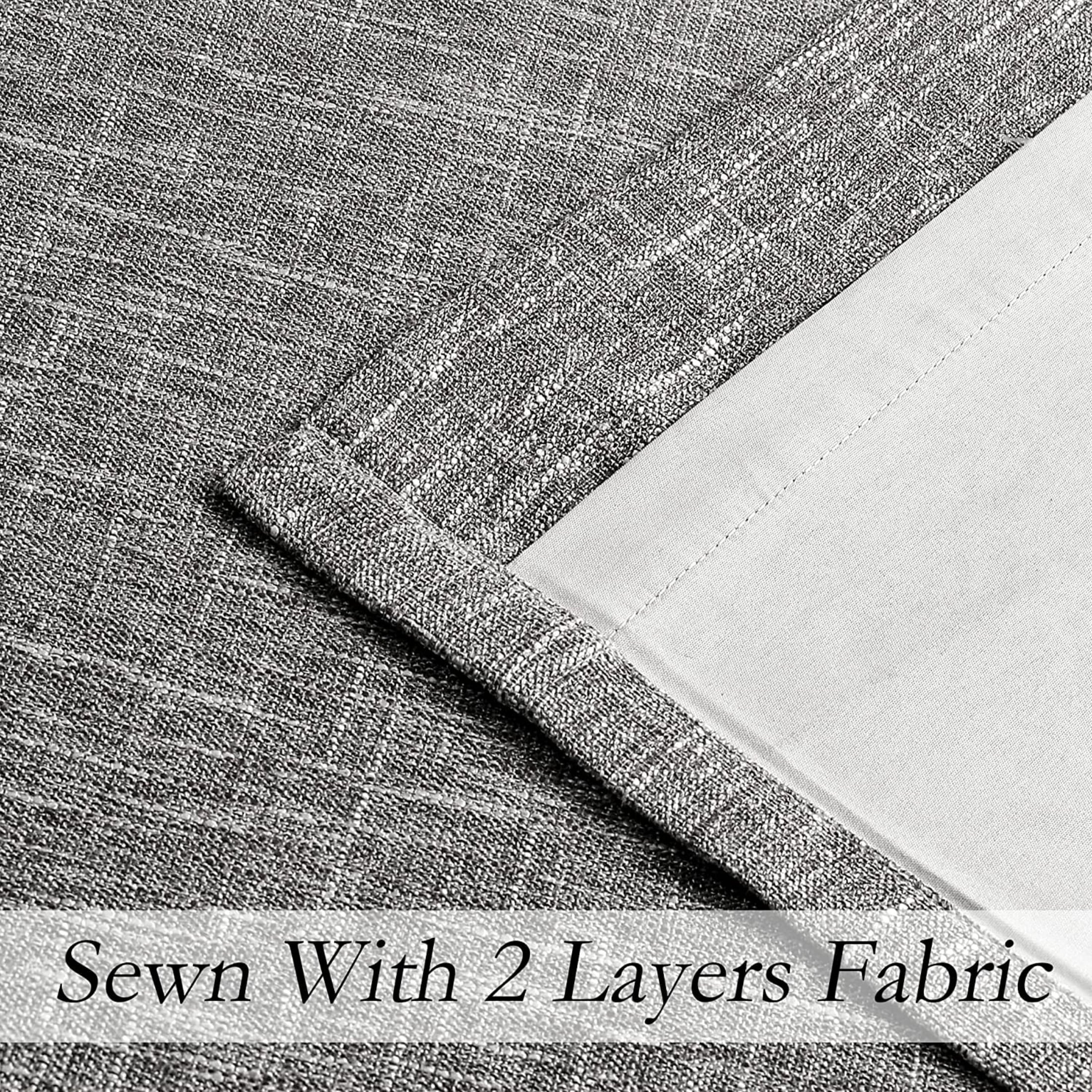 Uptown Home Gray White Ombre Full Blackout Window Curtain Panels Linen Texture Greyish White Liner Gradient Grommet Drapes for Bedroom Living Room, 50