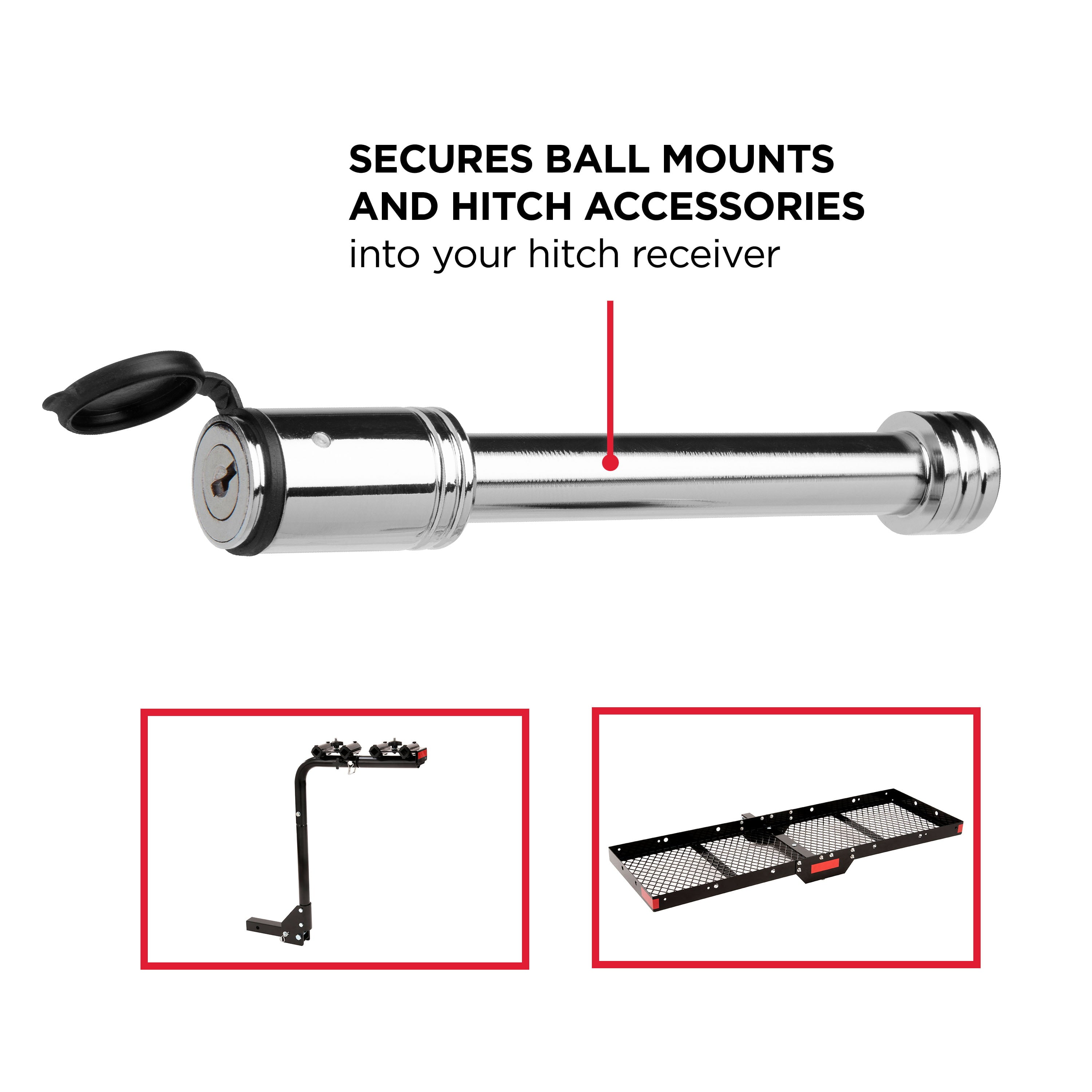 TowSmart Barrel Trailer Hitch Lock, 5/8in Pin, Steel, 4in Span, Includes 2 Keys