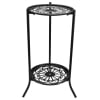 2 Tier Metal Plant Stand, Round Plant Shelf Flower Pot Rack Modern Planter Holder for Garden Patio Indoor Outdoor Black White