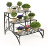 Garfans 4-Tier Metal Plant Stand Indoor and Outdoor Flower Rack Metal Shelf Multifunctional Kitchen Baker's Rack Storage Shelving