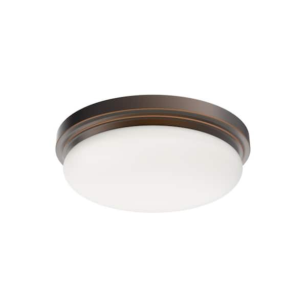 Chilton 15 in. Light Oil-Rubbed Bronze Adjustable CCT Integrated LED Flush Mount with Glass Shade