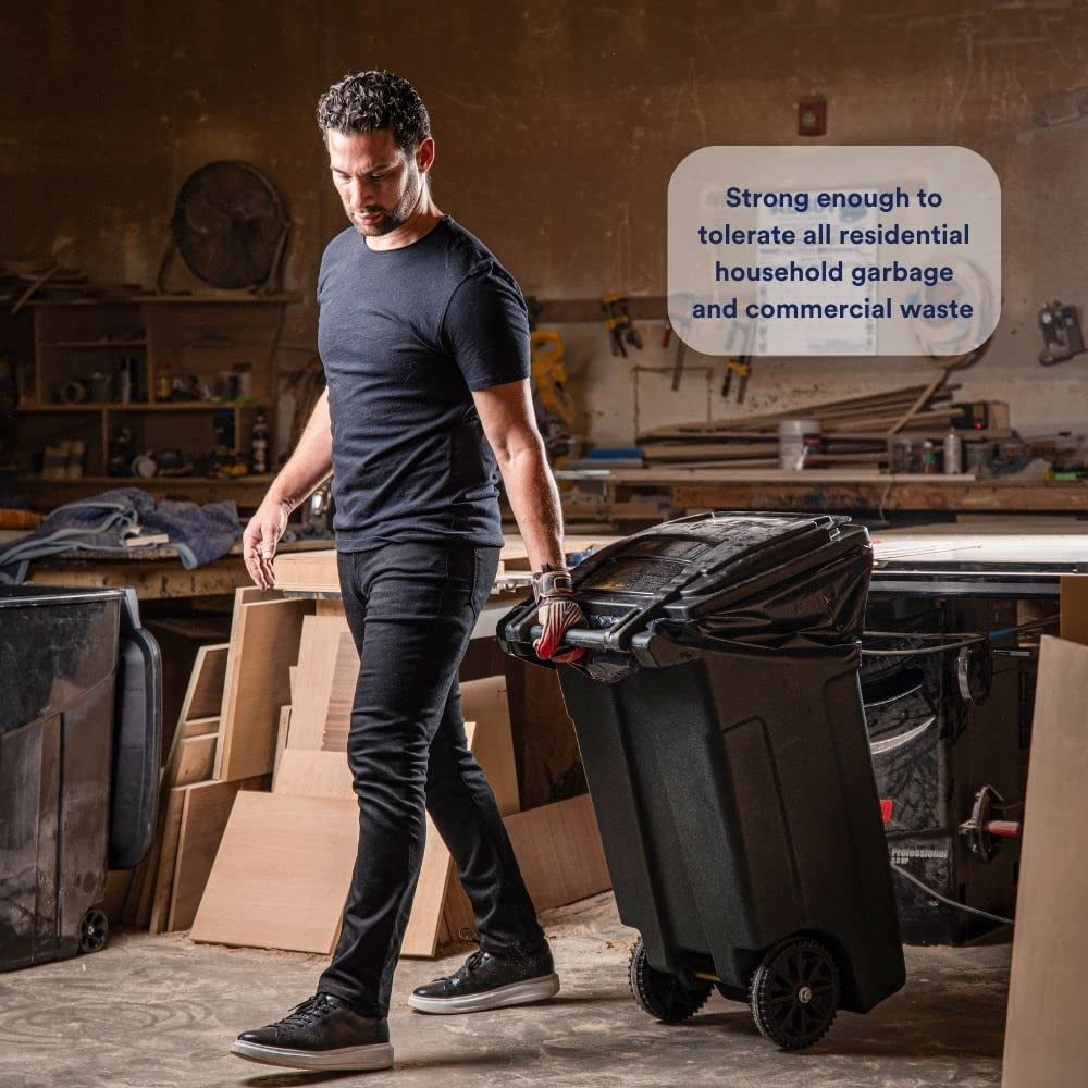 Maple Star 55 Gallon Trash Bags,38” x 58” Black Heavy Duty Garbage Can Liners 1.5 Mil ,50 Count