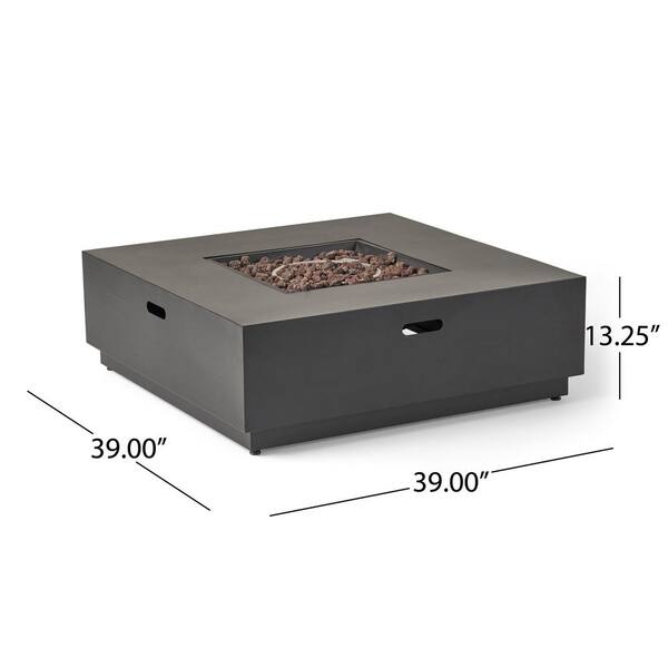 Reign Dark Gray Square Metal Fire Pit (No Tank Holder)