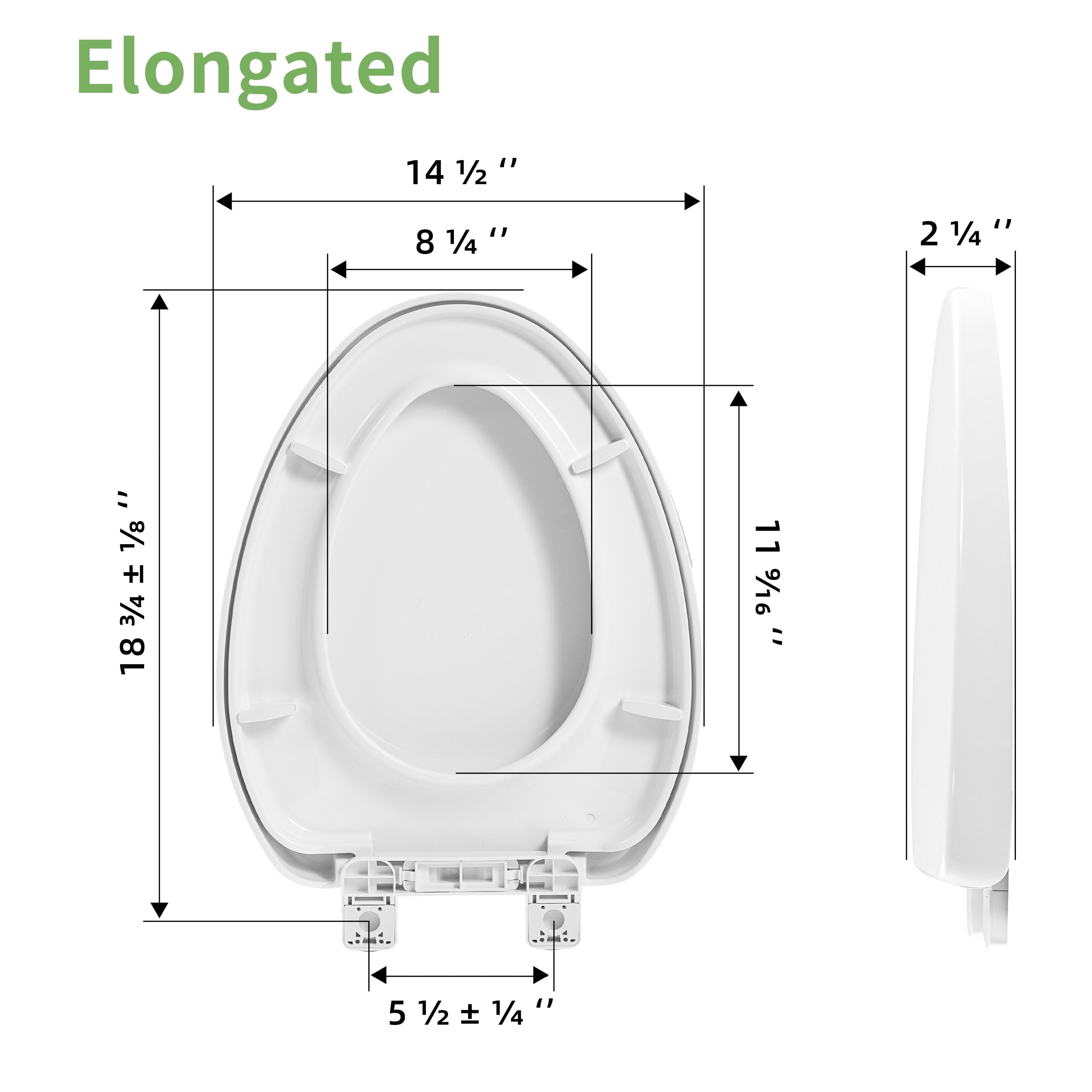 FBJ 400 Pound Slow Close Heavy Duty Oval Plastic Toilet Seat in White No Slam