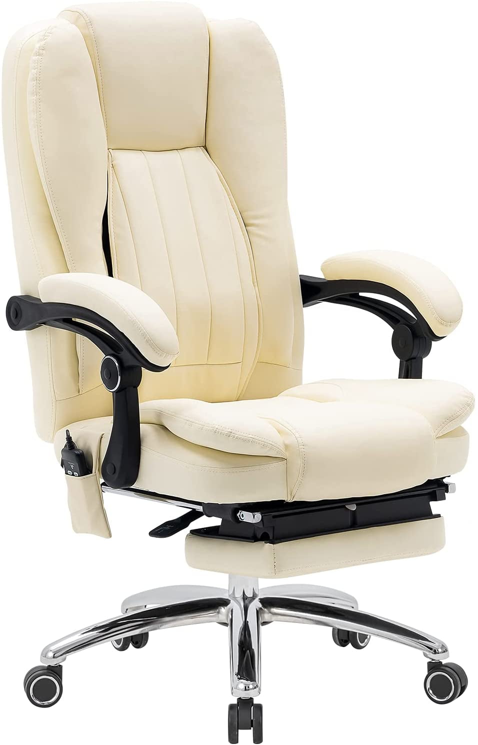 Hommow Massage Office Chair Ergonomic Computer Chair, High Back Executive 3D Chair,White