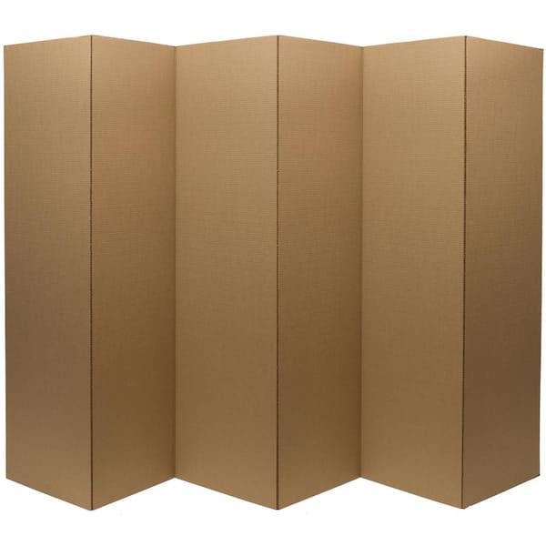 6 ft. Tall White Temporary Cardboard Folding Screen - 6 Panel