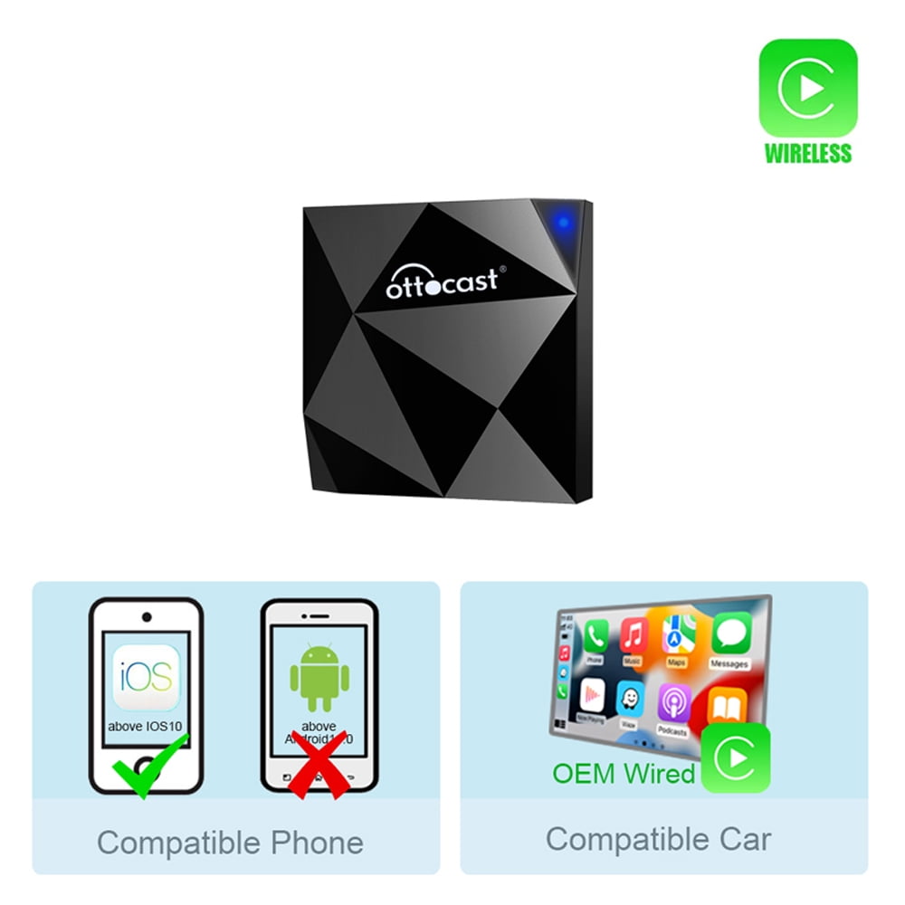 OTTOCAST Wireless CarPlay Adapter 2023 Speed Fastest Apple Wireless CarPlay Dongle 5Ghz WiFi Auto Connect No Delay Online Update, U2-AIR for OEM Wired CarPlay Cars Model Year After 2016