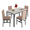 Paproos Dining Table Set for 4, Modern 5-Piece Kitchen Table Set with Marble Top and Velvet Upholstery Chairs, Heavy Duty Dinette Sets for Breakfast Nook, Dining Room Table and Chairs, Gray