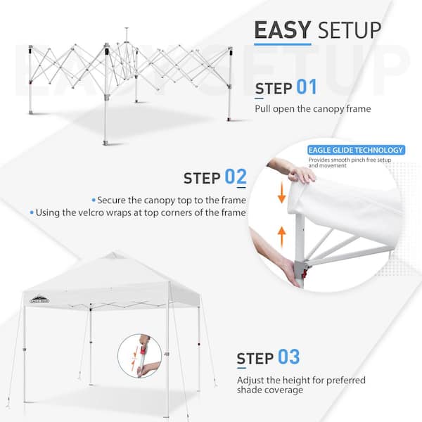 10 ft. x 10 ft. Heavy-Duty Commercial Pop Up Instant Canopy Tent (White)