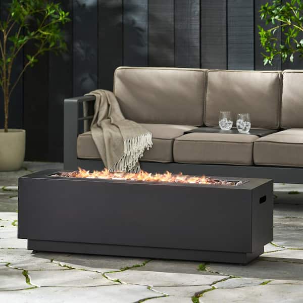 Reign Dark Gray Rectangular Metal Fire Pit (No Tank Holder)