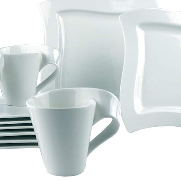 New Wave 12-Piece Modern Glazed Porcelain Dinnerware Set (Service for 4)