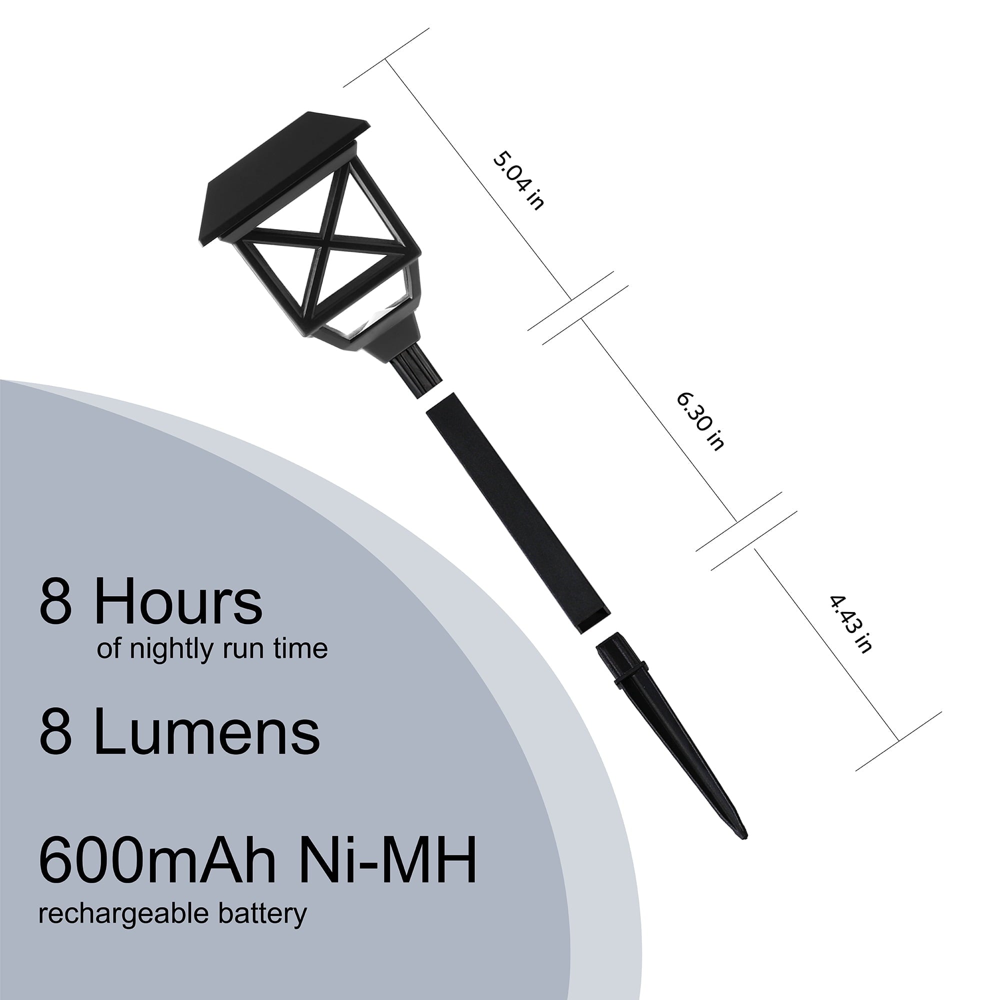 Mainstays Solar Powered Black Square LED Landscape Pathway Light with Plastic Lens, 8 Lumens (6 Count)