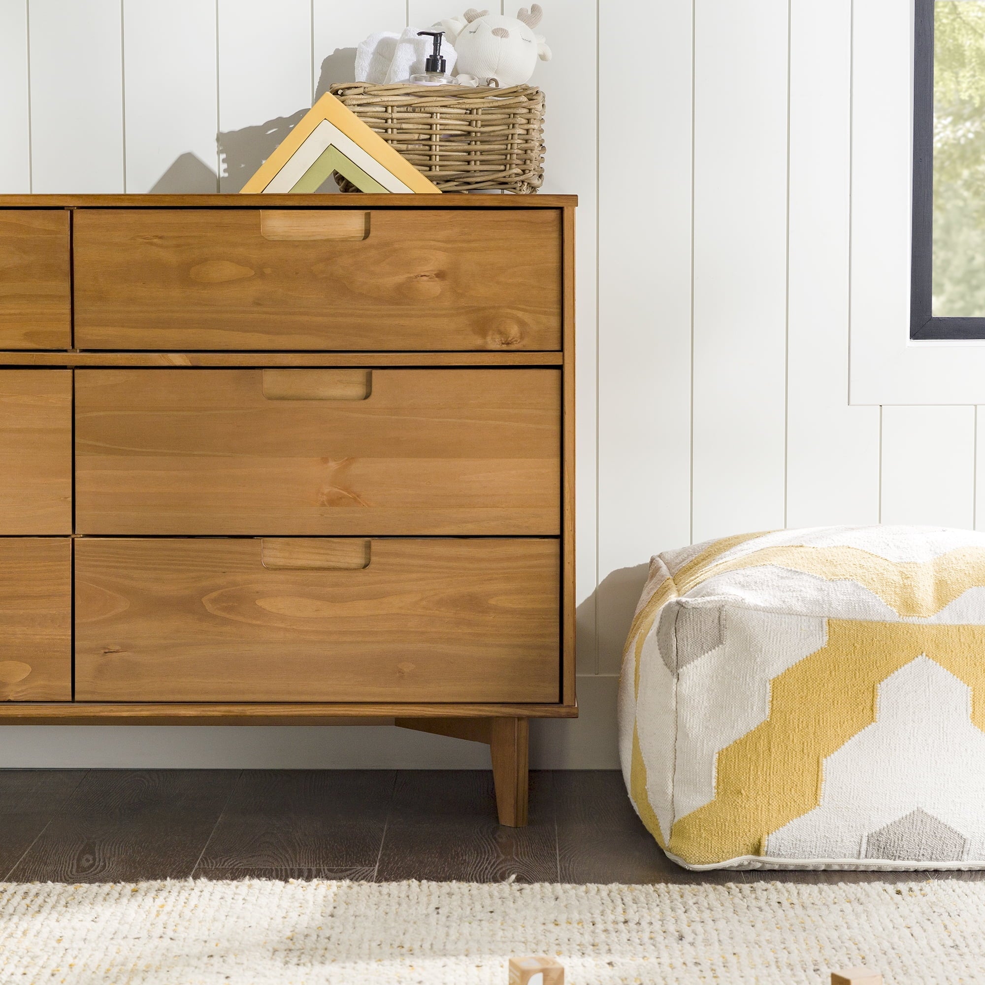 Walker Edison Sonoma 6-Drawer Solid Wood Caramel Dresser