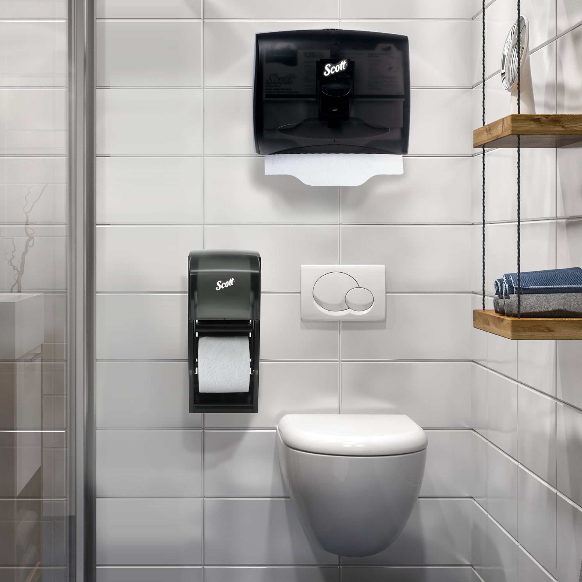 Scott Professional 100% Recycled Fiber Standard Roll Toilet Paper (13217), with Elevated Design, 2-Ply, White, Individually wrapped rolls, (473 Sheets/Roll, 80 Rolls/Case, 37,840 Sheets/Case)