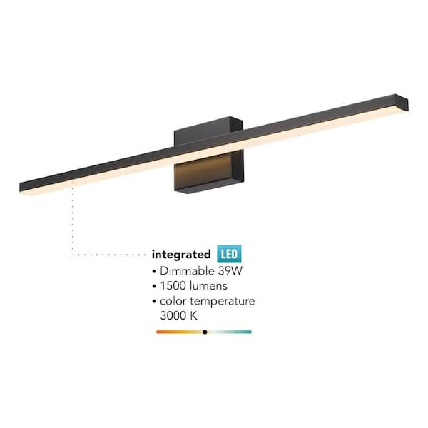 36 in. Matte Black LED Integrated Vanity Light with Frosted Diffuser