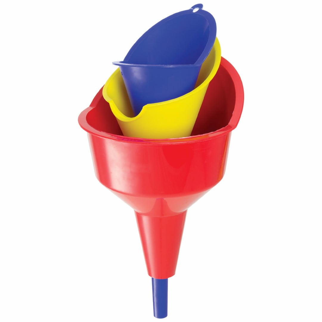 Hyper Tough Super Funnel Trio, Multi Purpose Plastic Automotive Funnel Set, 3 Pieces