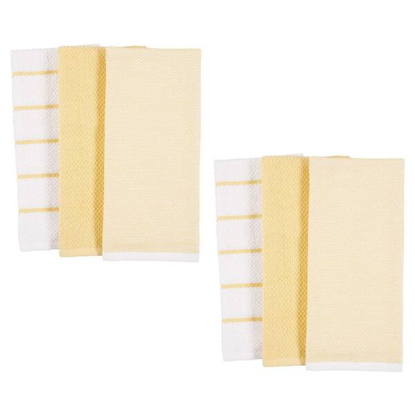 Ayesha Curry Mixed Utility Kitchen Towel Set of 6, Absorbent, Perfect for Spills, Drying Dishes, and Cooking, Straw