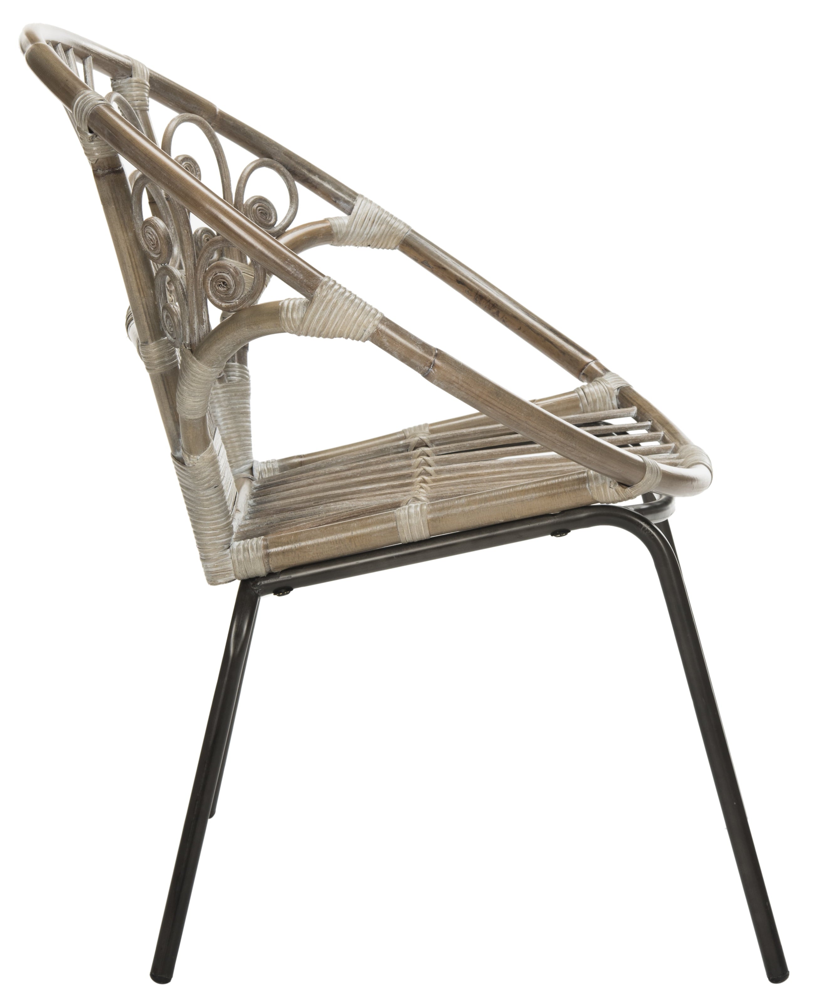 SAFAVIEH Carlson Round Classic Ratten Accent Chair, Grey White Wash