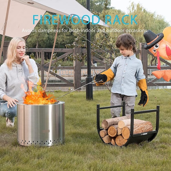 17 in. Decorative Heavy-Duty Indoor/Outdoor Firewood in Black