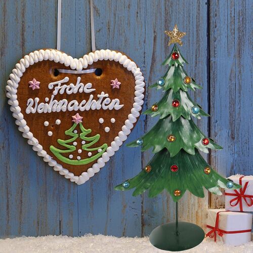 Metal Christmas Tree Tabletop Decorations, 19.5inch H Hand Painted Christmas Tre