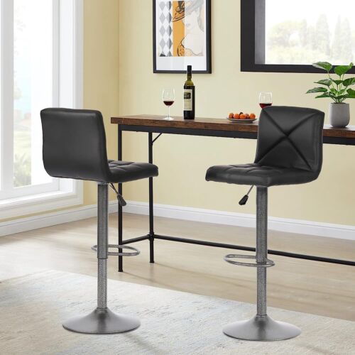 Bar Stools Set of 2 Counter Height Swivel Stool PU Leather Modern Height Stools