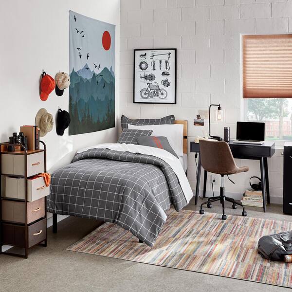 19 in. Bronson Antique Style Black Industrial Iron Lantern Desk Lamp with Glass Shade