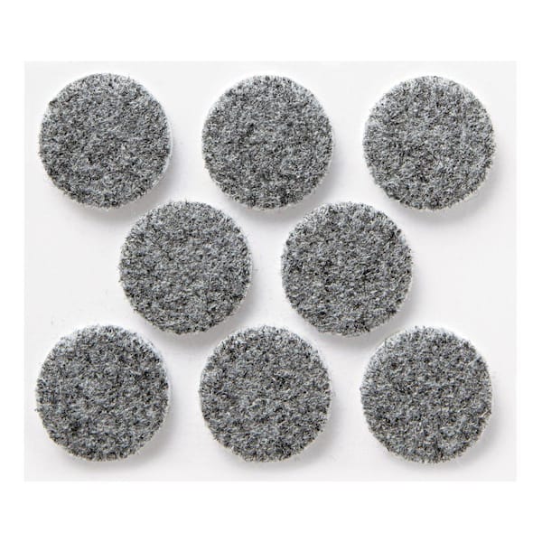 1 in. Gray Round Heavy-Duty Surface Protection Felt Floor Pads (8-Pack)