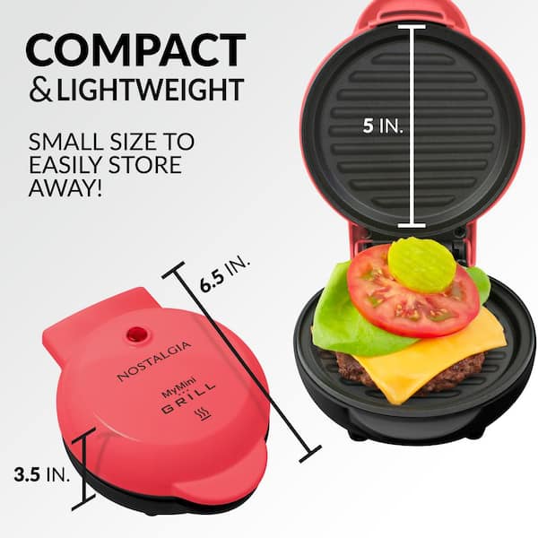 25 sq. in. Coral Pink Cast-Iron Smokeless MyMini Personal Electric Grill