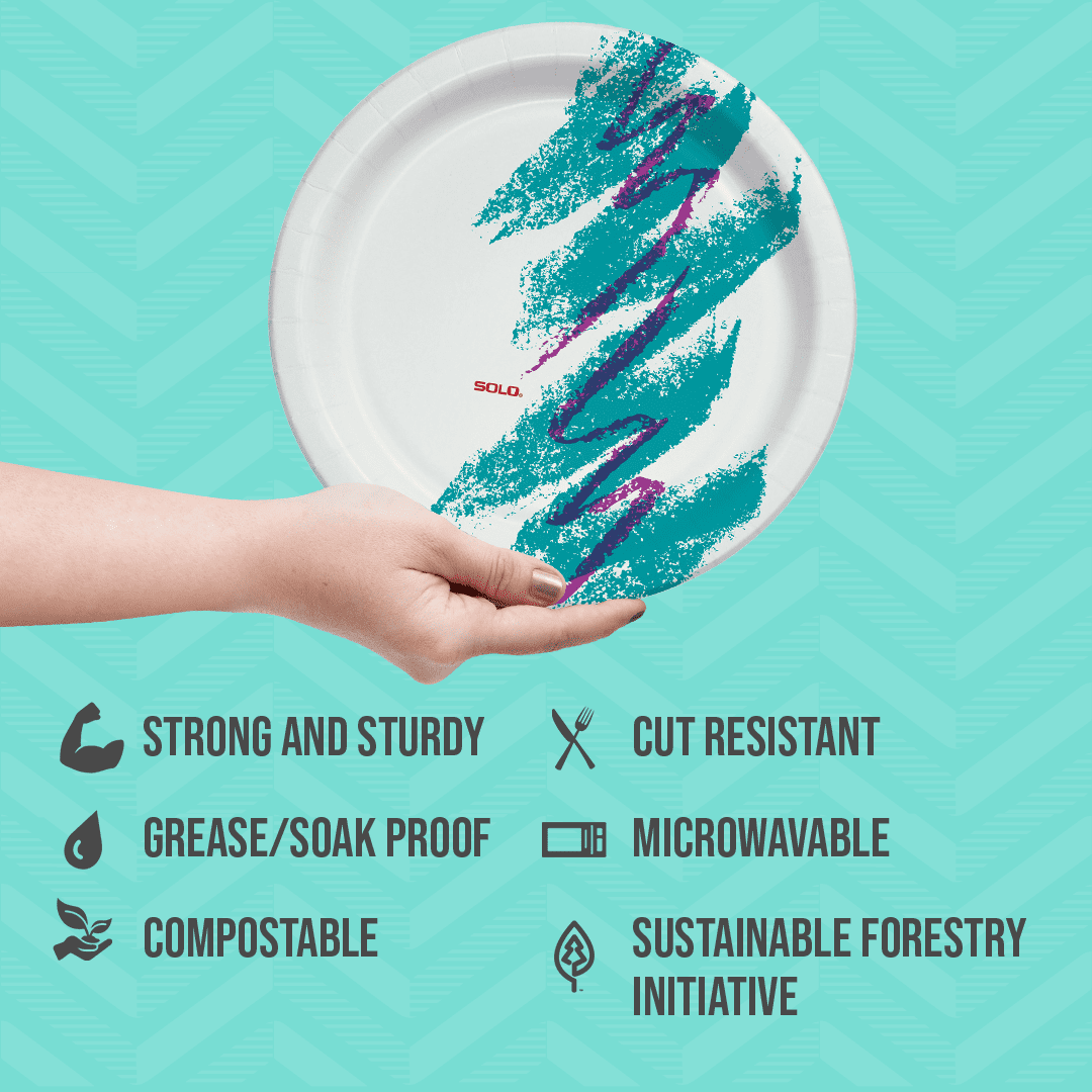 Solo Jazz Disposable Paper Plates, 10in, 55ct