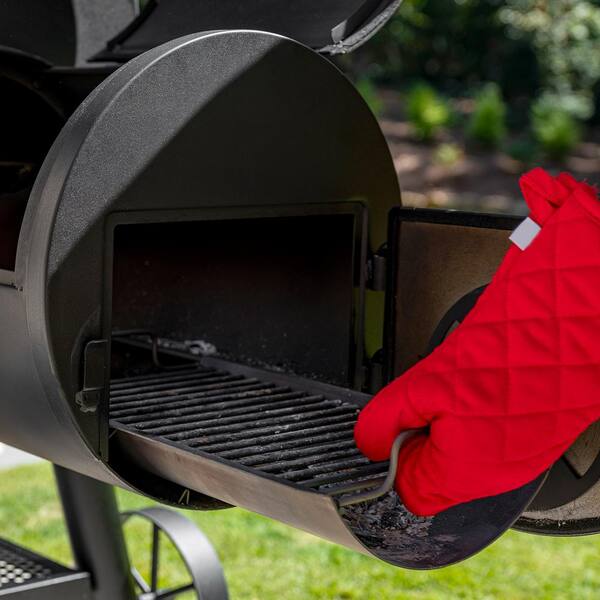 Grand Champ Charcoal Grill and Offset Smoker in Black