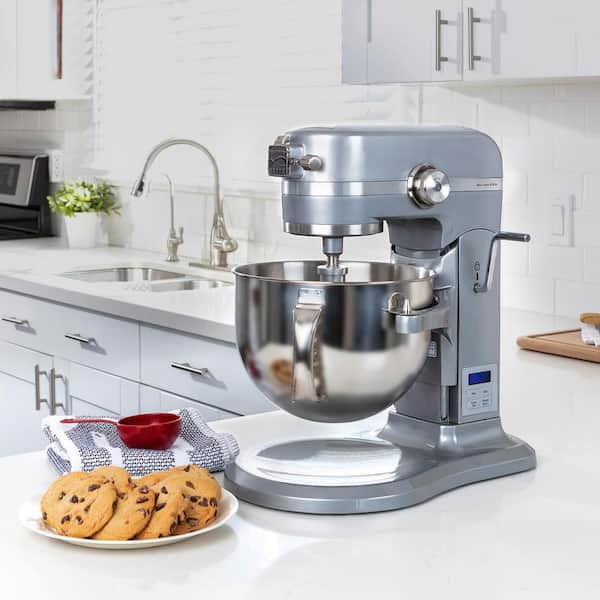 Kenmore Elite Heavy-Duty 6 Qt Bowl-Lift Stand Mixer 600W, with Beater, Whisk, Dough Hook, Grey